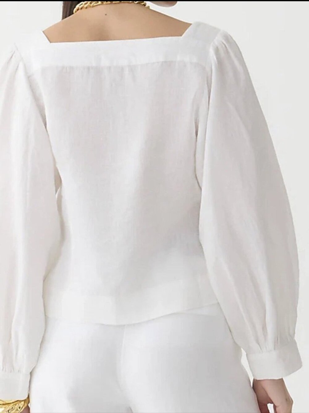 Squareneck button-up top in linen - Picture 3 of 4